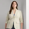Lauren Curve Curve - Striped Cotton-blend Blazer In Neutral