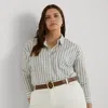Lauren Curve Curve - Striped Cotton Broadcloth Shirt In Gray