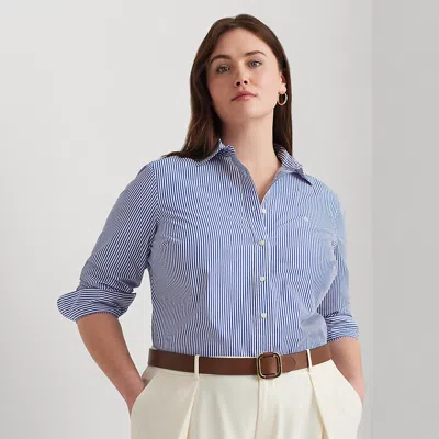 Lauren Curve Curve - Striped Easy Care Cotton Shirt In Multi