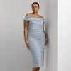 Lauren Curve Curve - Striped Off-the-shoulder Midi Dress In Blue