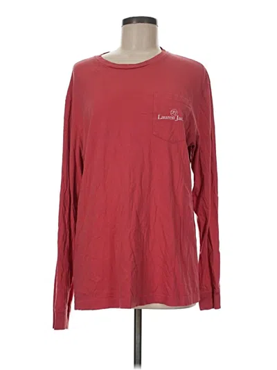 Pre-owned Lauren James Long Sleeve Top Burgundy Crew Neck Tops