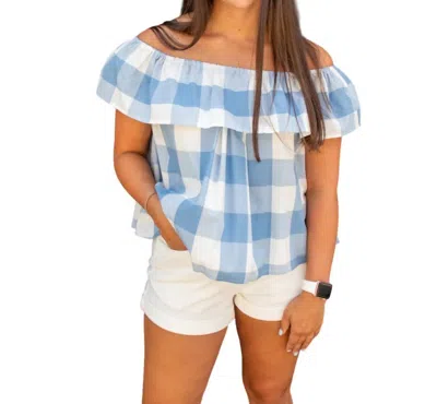 Lauren James Riley Gingham Ruffle Top In Delta Blue