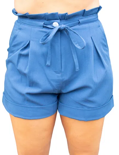 Lauren James Ruffle Top Short In Navy In Blue