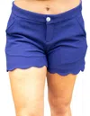 Lauren James Scalloped Textured Short In Navy In Blue