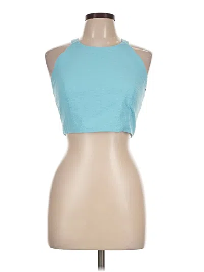 Pre-owned Lauren James Sleeveless Top Teal Halter Neckline Tops
