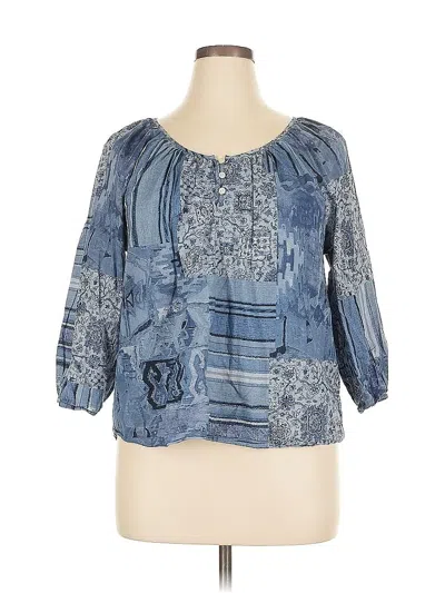Pre-owned Lauren Jeans Co. 3/4 Sleeve Blouse In Blue