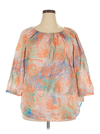 Pre-owned Lauren Jeans Co. 3/4 Sleeve Blouse In Orange