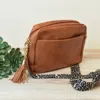 Lauren Lane Jessica Interchangeable Strap Crossbody Bag In Saddle In Brown