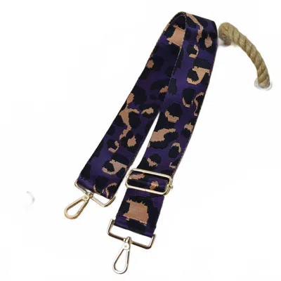 Lauren Lane Women's Leopard Print Adjustable Crossbody Bag Strap In Purple & Black