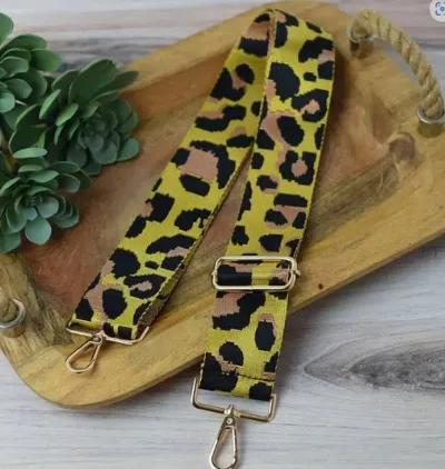 Lauren Lane Women's Leopard Print Adjustable Crossbody Bag Strap In Yellow/black