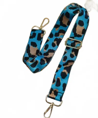 Lauren Lane Women's Leopard Print Woven Guitar Crossbody Bag Strap In Turquoise & Black In Blue