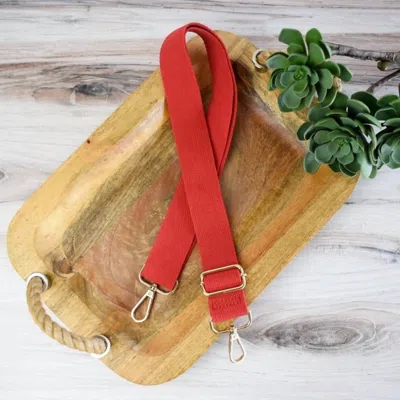 Lauren Lane Women Solid Adjustable Crossbody Bag Purse Guitar Strap In Red In Yellow