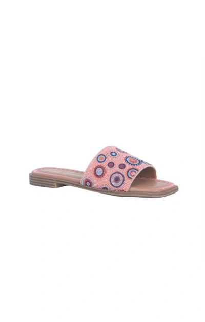 Lauren Lorraine Beady Sandals In Pink