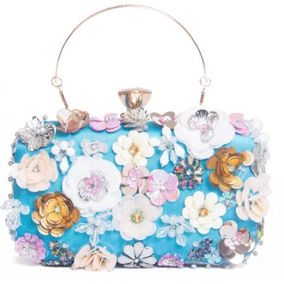 Lauren Lorraine Flower Clutch In Blue