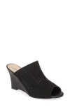 Lauren Lorraine Martha Wedge Slide Sandal In Black