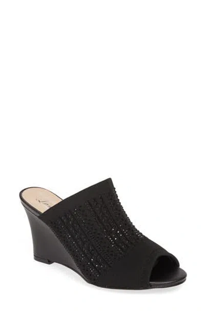 Lauren Lorraine Martha Wedge Slide Sandal In Black