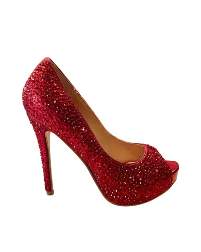 Lauren Lorraine Women's Ruby Nights Rhinestone Heels In Valiant In Red