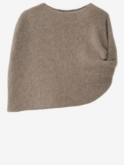 Lauren Manoogian Alpaca Blend Shawl With Knotted Shoulder In Gray