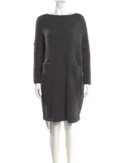 Pre-owned Lauren Manoogian Alpaca Mini Dress In Gray