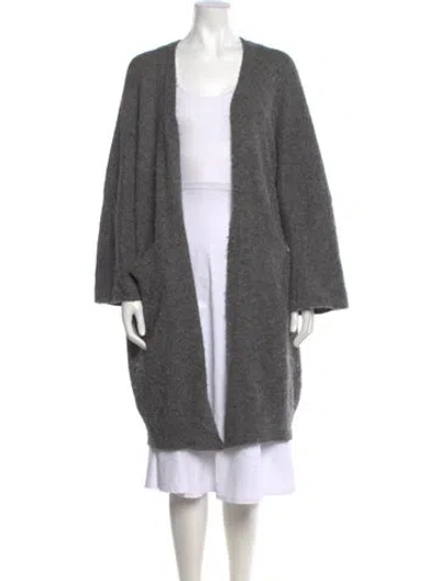 Pre-owned Lauren Manoogian Alpaca Open Front Sweater In Gray