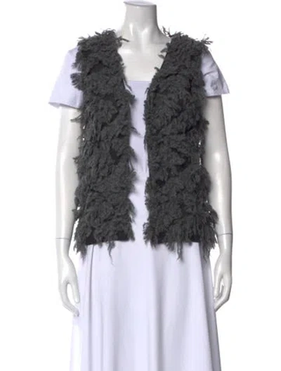 Pre-owned Lauren Manoogian Alpaca V-neck Sweater In Gray