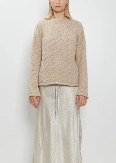 Lauren Manoogian Alpaca Wool Cable Crewneck Sweater In Neutral