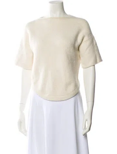 Pre-owned Lauren Manoogian Baby Alpaca Bateau Neckline Sweater In White