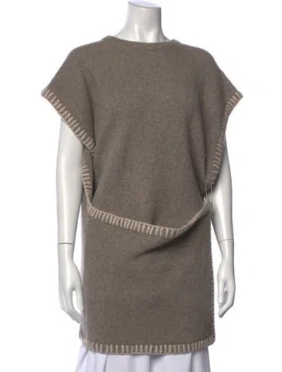 Pre-owned Lauren Manoogian Baby Alpaca Crew Neck Sweater In Brown
