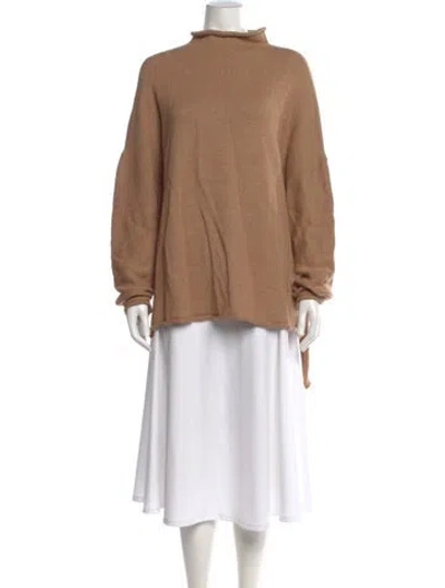 Pre-owned Lauren Manoogian Baby Alpaca Mock Neck Sweater In Brown
