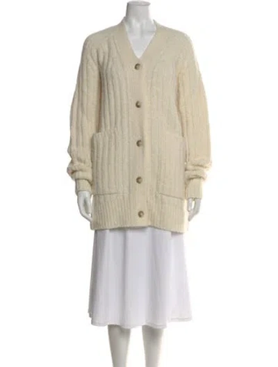 Pre-owned Lauren Manoogian Baby Alpaca V-neck Sweater In Neutral