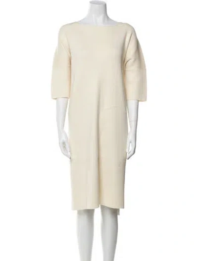 Pre-owned Lauren Manoogian Bateau Neckline Midi Length Dress In White