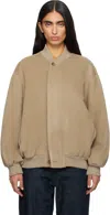Lauren Manoogian Beige Brush Bomber Jacket In Brown