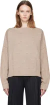 Lauren Manoogian Beige Double Knit Boatneck Sweater In Brown