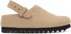 Lauren Manoogian Beige Felt Buckle Mules In Ecr Ecru
