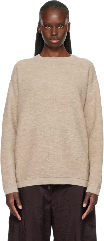 Lauren Manoogian Beige Fine Terry Crewneck Sweater In Neutral