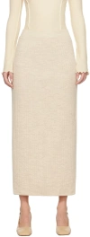 Lauren Manoogian Beige Line Quilt Midi Skirt In E01 Ecru