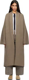 Lauren Manoogian Beige Long Shawl Cardigan In Brown