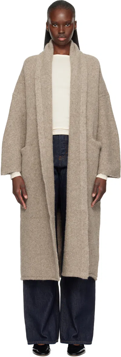 Lauren Manoogian Beige Long Shawl Cardigan In Brown