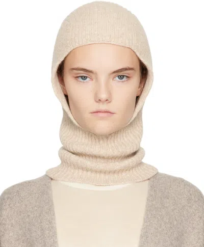 Lauren Manoogian Beige Soft Rib Balaclava In E01 Ecru