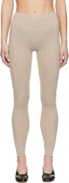Lauren Manoogian Beige Stretch Pointelle Leggings In C05 Clay