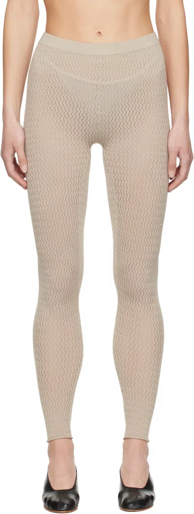 Lauren Manoogian Beige Stretch Pointelle Leggings In C05 Clay