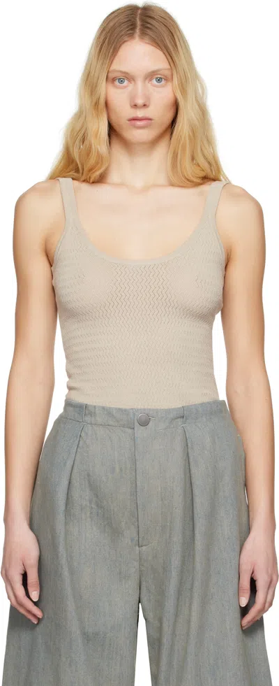Lauren Manoogian Beige Stretch Pointelle Tank Top In C05 Clay