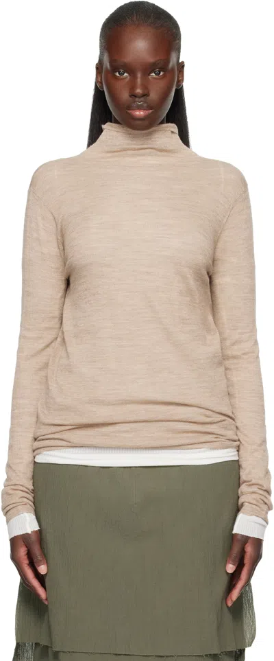 Lauren Manoogian Beige Super Fine Funnel Turtleneck In Brown