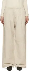 Lauren Manoogian Smocked Textured Pima Cotton-blend Flared Pants In P01 Plaster