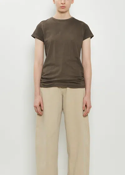 Lauren Manoogian Bias Baby Pima Cotton Tee In Brown