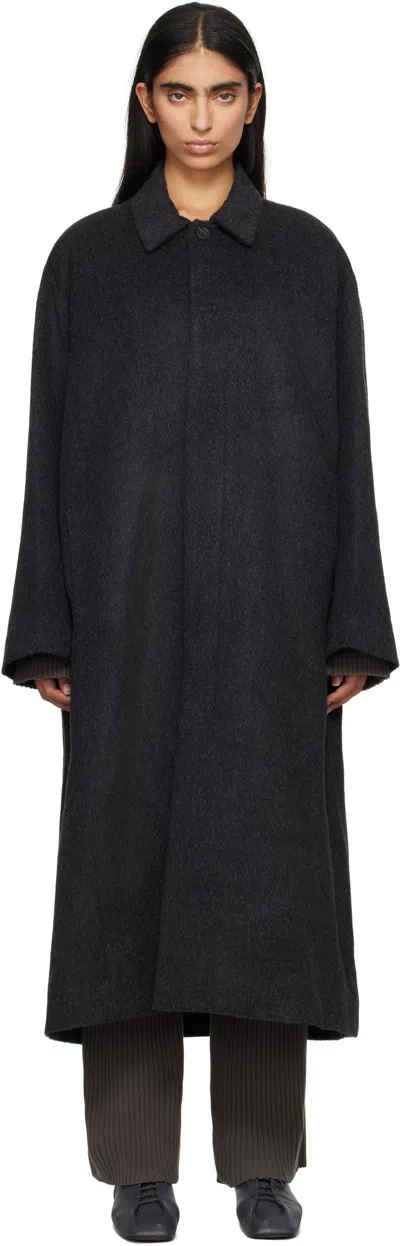 Lauren Manoogian Black Brushed Car Coat In Bm01 Black Melange