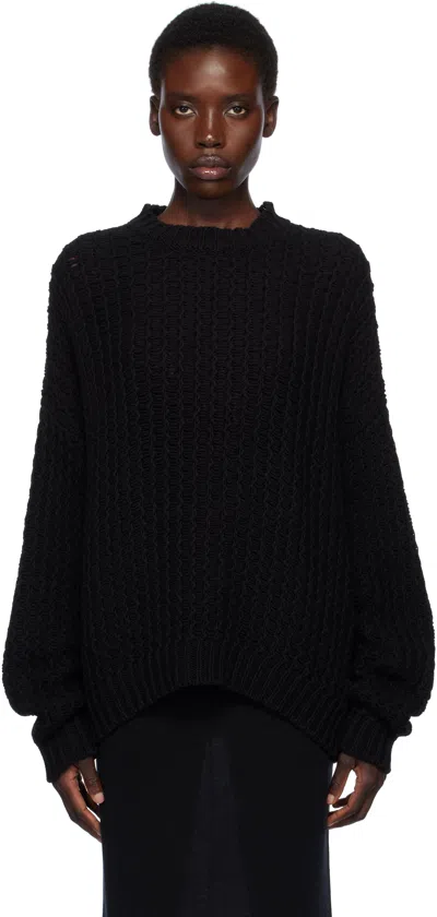 Lauren Manoogian Black Rack Crewneck Sweater