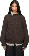 Lauren Manoogian Brown Handknit Paint Rollneck Sweater In Brown