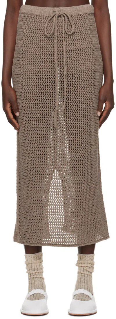 Lauren Manoogian Brown Net Maxi Skirt In W03 Wood