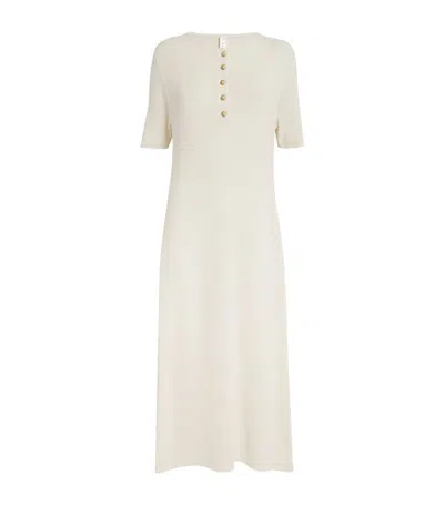 Lauren Manoogian Cotton-linen Henley Midi Dress In Ivory
